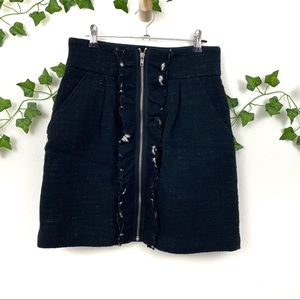 Anthropologie Sine Ruffle Zip Wool Skirt SZ 2